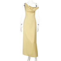 Solid color suspender skirt satin holiday style long skirt - Thumbnail 6