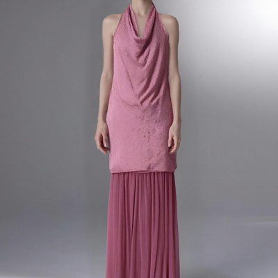 Small pleated patchwork midi dress