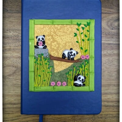 Panda journal polymer clay cover 