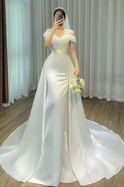 Simple Wedding Dress, Satin Bridal Dress Bridal Gown