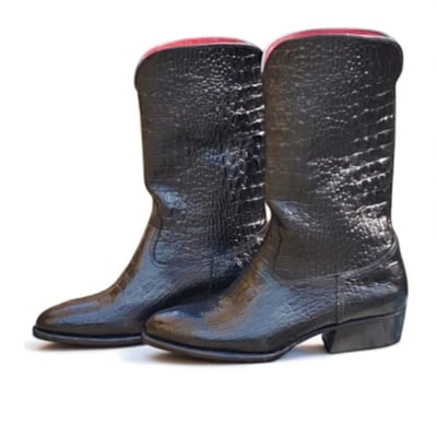 Crafted leather classic black crocodile leather cowboy boot