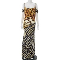 Leopard and zebra print halterneck holiday dress - Thumbnail 3