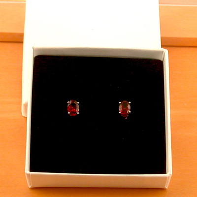 Boxed gift/garnet stud earrings/sterling silver garnet earrings/silver garnet stud earrings/garnet jewellery/garnet jewelry/uk