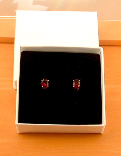 BOXED GIFT/Garnet Stud Earrings/Sterling Silver Garnet Earrings/Silver Garnet Stud Earrings/Garnet Jewellery/Garnet Jewelry/UK