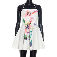 Sexy halterneck lace-up printed A-line dress - Thumbnail 5