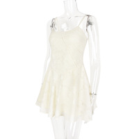 Lace suspender V-neck dress slim backless light dress party - Thumbnail 3