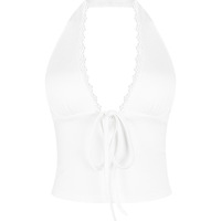 Sexy Deep V Halter Neck Vest Short Slim Backless Sleeveless Halter Neck Hot Girl Top - Thumbnail 4