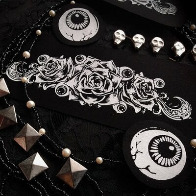 Roses & eye balls goth punk patch