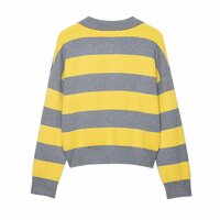 Striped polo collar sweater top - Thumbnail 2