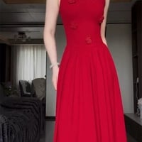 Maxi red dress gown dress party celebration clothing guest party long dress clothes long party evening vacation dress - Thumbnail 2