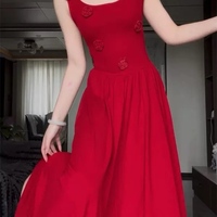 Maxi red dress gown dress party celebration clothing guest party long dress clothes long party evening vacation dress - Thumbnail 1