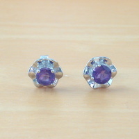BOXED GIFT/Sterling Silver Amethyst Gemstone Flower Stud Earrings/Amethyst Studs/Amethyst Earrings/Amethyst Jewellery/Amethyst Jewelry/UK - Thumbnail 2