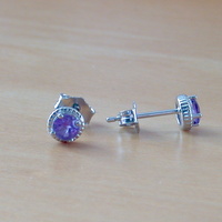 BOXED GIFT/Sterling Silver Amethyst Stud Earrings/Amethyst Earrings/Amethyst Studs/Amethyst Jewellery/Amethyst Jewelry/UK - Thumbnail 3
