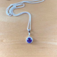 BOXED GIFT/Sterling Silver Amethyst Pendant & Chain/Amethyst Necklace/Amethyst Jewellery/Amethyst Jewelry/UK - Thumbnail 1