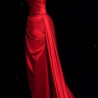 Luxurious Red Satin Prom Dress,Off Shoulder Red Ball Gown, Red Satin Maxi Dress,Evening Gowns,Wedding Party Dress,Formal Dress - Thumbnail 8