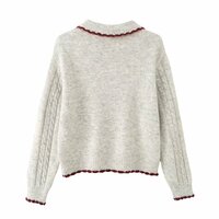 Retro girl sweet girl casual contrast color patchwork heart button cardigan sweater - Thumbnail 4