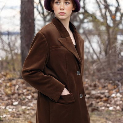 Retro brown corduroy suit jacket for loose going out