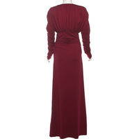Fashionable and sexy tight pleated V-neck high waist long-sleeved dress - Thumbnail 3