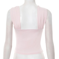 Solid color irregular collar metal decoration top - Thumbnail 5