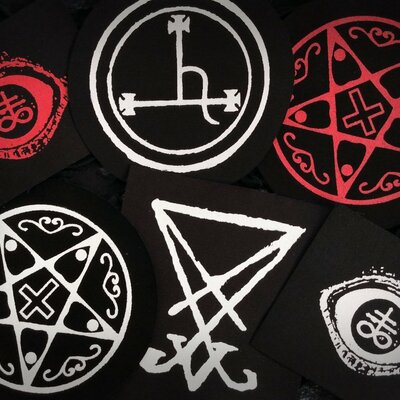 Satanic symbols handmade sew-on fabric patch collection sets