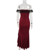Sexy one-shoulder velvet irregular dress - Thumbnail 2