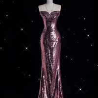 Glamorous Sequin Evening Gown - Halter Neck Design, Perfect for Formal Events, Purple Prom Dress, Long Prom Dress, Sparkly Prom Dresses - Thumbnail 6
