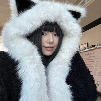 Cute Warm Cat Ears Hat Scarf - Thumbnail 2