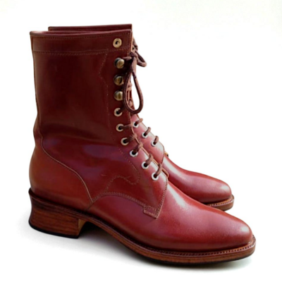Crafted leather classic men brown leather long military ankle high lace up boot