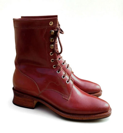 Crafted Leather Classic Men Brown Leather Long Military Ankle High Lace up Boot