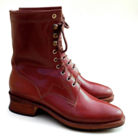 Crafted Leather Classic Men Brown Leather Long Military Ankle High Lace up Boot - Thumbnail 4