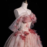 Fairy  Puffy Tulle Off Shoulder Prom Dress, Puffy Prom Dress, Handmade Flower Prom Dress, Cocktail Dress, Evening Gown, Party Gown, Ball Gown - Thumbnail 8