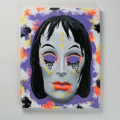 Neon ghoul - painting of vintage halloween mask