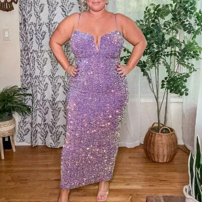 Plus size sheath sequins lace mother of bride/groom dress evening formal gown