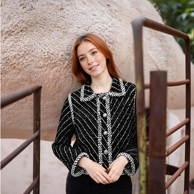 High-end niche hong kong style patchwork knitted jacket