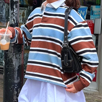 Free Shipping-STRIPED POLO SWEATSHIRT - Thumbnail 2
