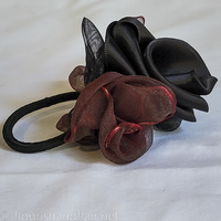 Black and Red Organza hair tie - Thumbnail 3