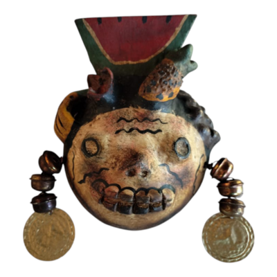 Coconut mask. collectibles. home decoration. wall decoration. interior decoration. mexican mask. mexican craft. mexican folk art.