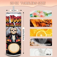 Jason Voorhees Killer Metal Drummer Tumbler - Horror Movie Slasher Band Travel Cup with Metal Straw - Thumbnail 2