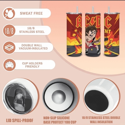 Ac/dc thunder rock tumbler - electric guitar lightning bolt travel cup with explosive design | free ship