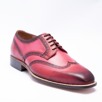 Crafted Leather Classic Pink Black Shaded Leather Oxford Lace up Dress Shoes - Thumbnail 2