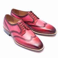 Crafted Leather Classic Pink Black Shaded Leather Oxford Lace up Dress Shoes - Thumbnail 3