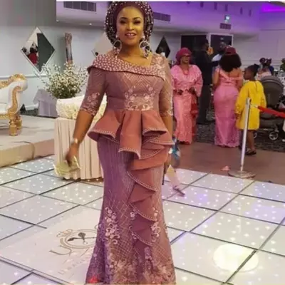Aso ebi mermaid prom dress sequined lace evening formal party second reception birthday engagement gowns dresses