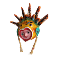 Vibrant Coconut mask. Collectibles. Home decoration. Wall decoration. Interior decoration. Mexican mask. Mexican craft. Mexican Folk Art. - Thumbnail 1