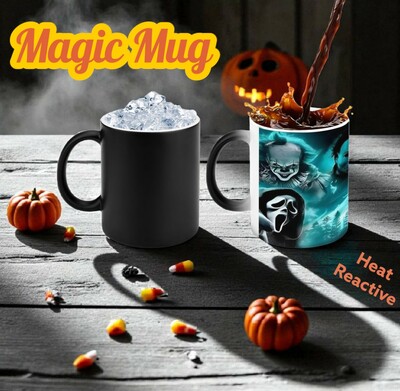 Horror Movie Teal Smoke Villains Magic Mug | Heat Reactive Color Changing MAGIC MUG (11oz) | Free Ship