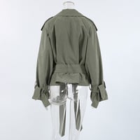 High-end French style large lapel tie trench coat 2025 autumn fashion temperament coat - Thumbnail 1
