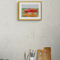Truck Load Of Pumpkins, Original colored pencil artwork, By N.E.Thompson size 9x12 inches - Thumbnail 7