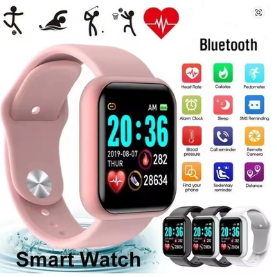 Y68 smart watch for women & men – bluetooth fitness tracker, music player, sleep monitor, sport bracelet wristwatch (white, black, pink)