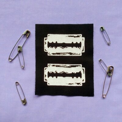 Razor blades goth punk horror patch set