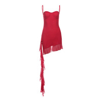 Sexy mesh irregular ribbon slim backless suspender dress - Thumbnail 4