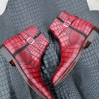 Crafted Leather Classic Bespoke Shoes Red Crocodile/Alligator Strap Jodhpur Dress Boot - Thumbnail 1